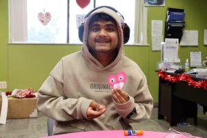 Participants spent their morning creating Valentine's Day crafts. Some of the crafts will be used to decorate the center for the holiday!