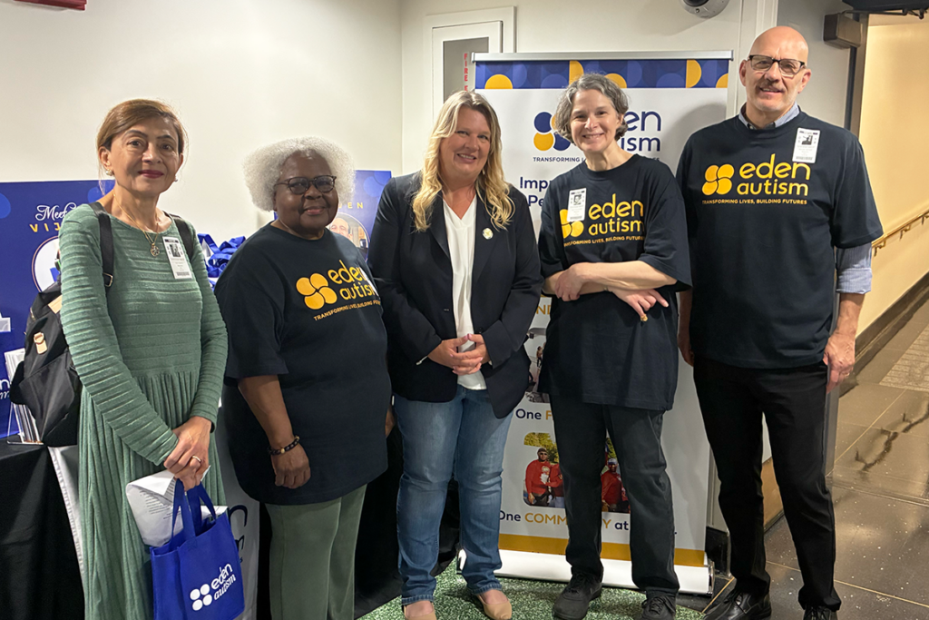 StateHouse Assemblywoman Mitchelle Drulis spoke with participants, staff, and families during an Eden Autism Advocacy Day at the State House.